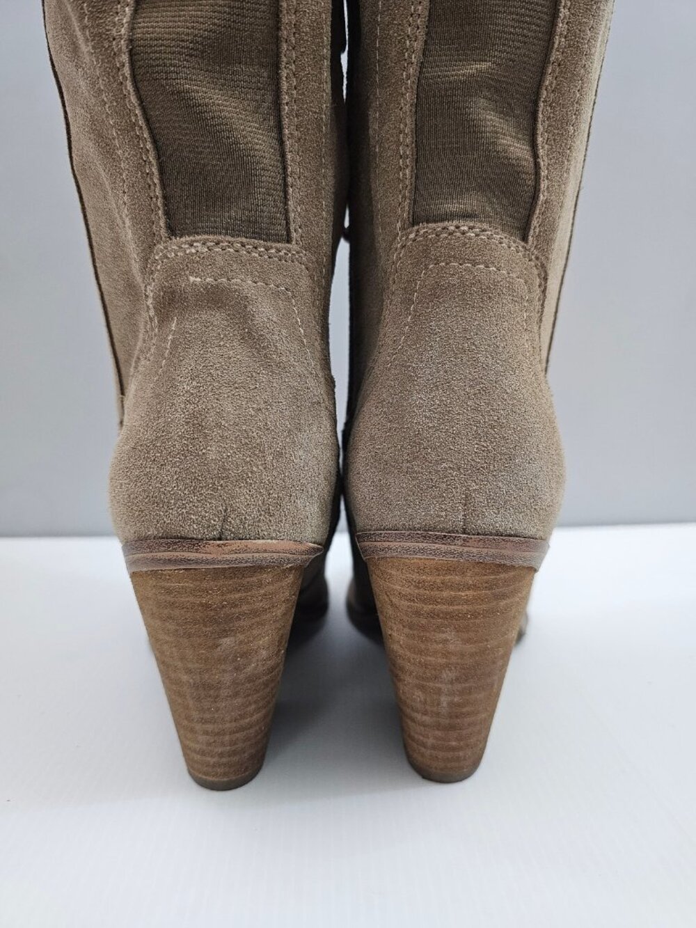 Blondo Windie Waterproof Over The Knee Boots Womens 9 Taupe Suede Block Heel - Picture 10 of 15